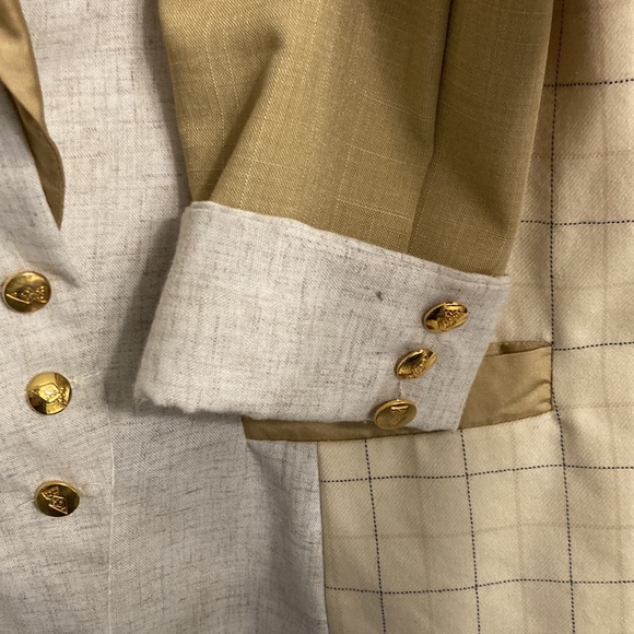 One of a kind upcycled cream gold blazer M/L - Picture 3 of 5